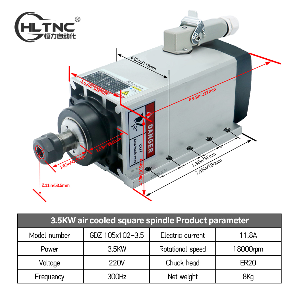 3.5KW ER20 220VSquare Fly-edge - Spindle Motor ulasan dan harga