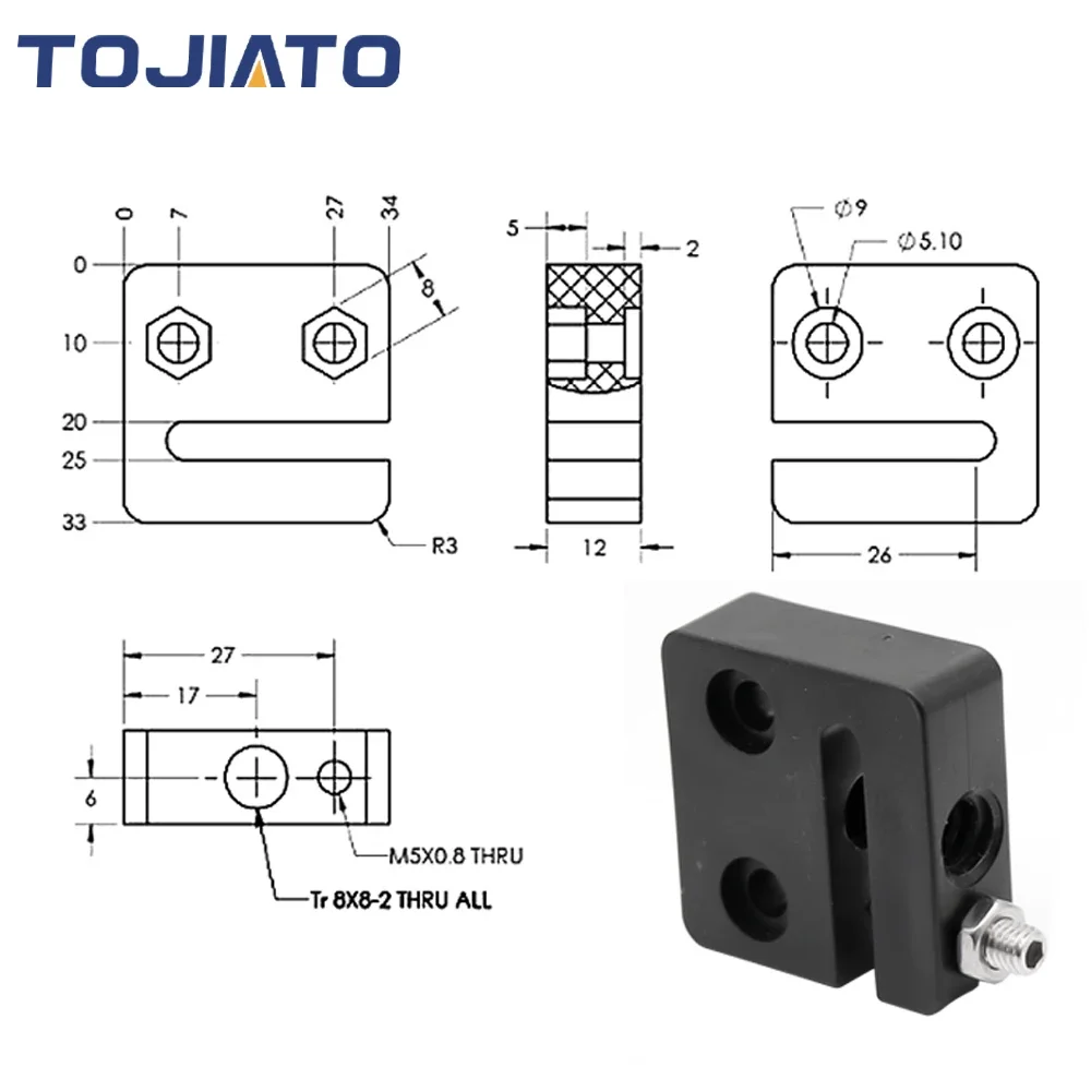 1-6pcs Anti-Backlash Nut Block - Lead Screw 8Mm ulasan dan harga