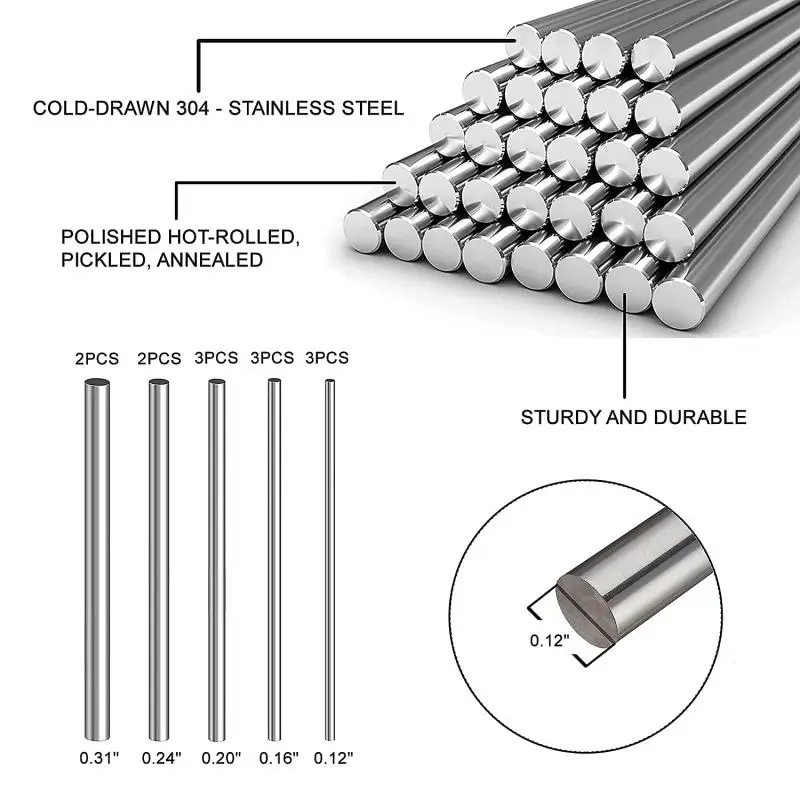 10/25Pc Stainles Steel Solid R - Linear Rod 8Mm ulasan dan harga